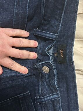 Quince Women’s Cropped Wide Leg Dark Jeans